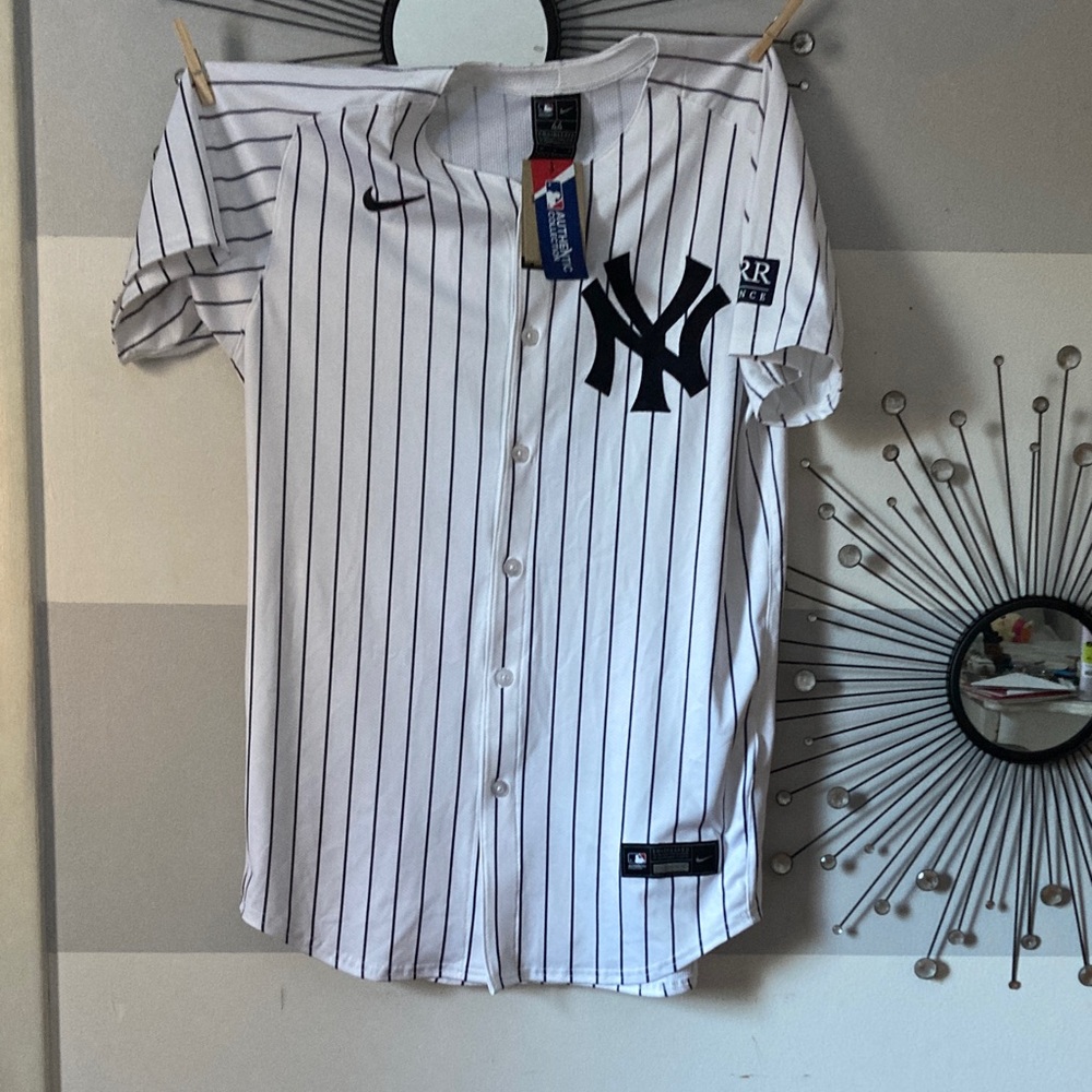 Nike White and Black Pinstripe Men's Jersey